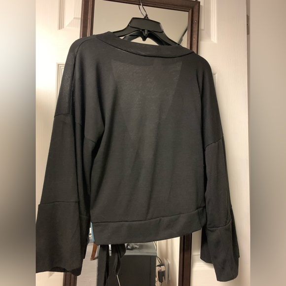 Black Long Sleeve Front Cross Shirt - Picture 2 of 2